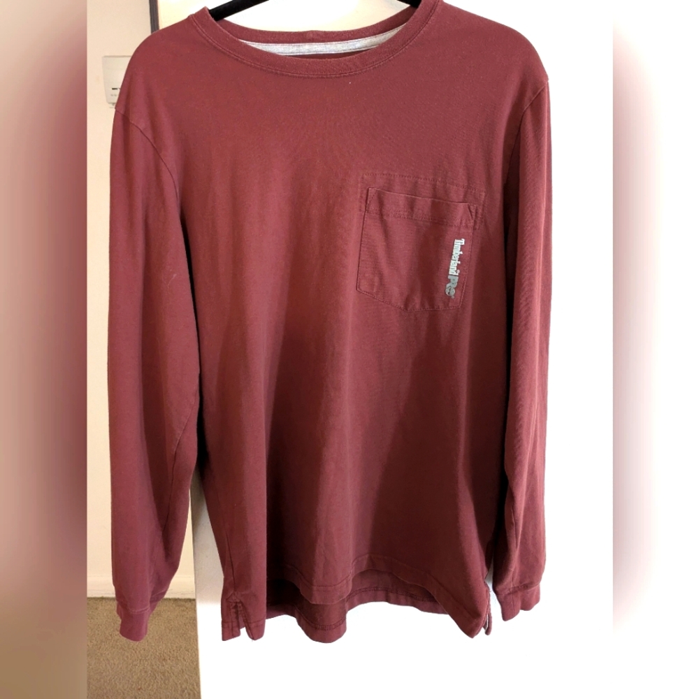 Timberland Pro Maroon Long Sleeve Shirt Size Medium